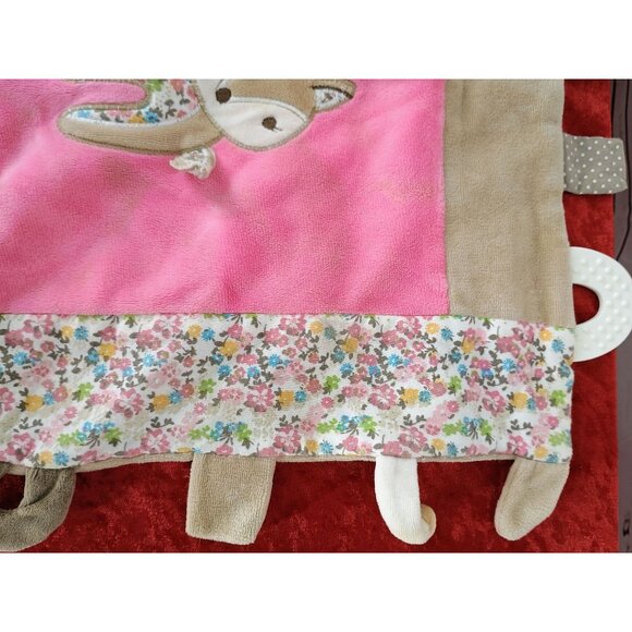 Maison Chic Pink Deer Security Blanket Lovey Teether Taggie Floral Brown Nunu‎ - Picture 4 of 7